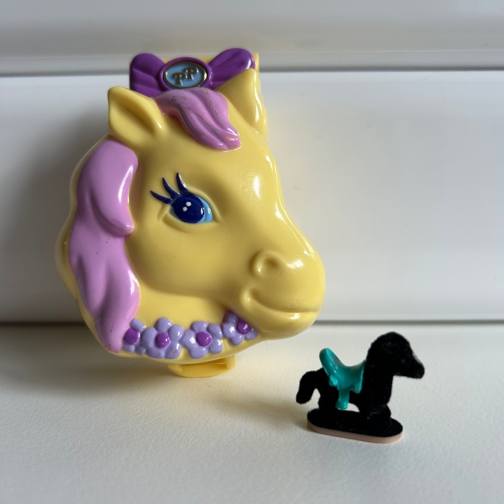 Vintage 90s Bluebird Polly Pocket Pony Ridin Pet Parade Compact + Pony